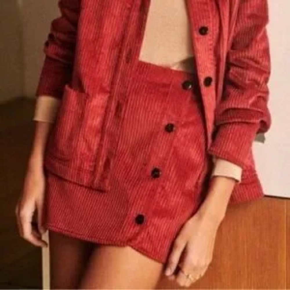 Sézane red Leslie corduroy skirt